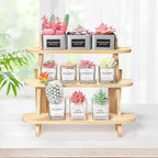 2Pcs Wooden Cupcake Stand, 3 Tier Wood Rustic Cupcake Stand, Dessert Display Stand Shelf, Buffet Risers for Table Display, Cupcake Stands for Food, Dessert, Cookie, Decor, Craft Show