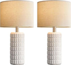 23" Modern Ceramic Table Lamps Set of 2 - Table Lamps for Living room, Farmhouse Bedside Night Stands Lamp for Bedroom, White Boho Nightstand Lamps Set of 2, Desk Lamp for End Table Home Decor