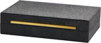 Kingflux Black Shagreen Leather Decorative Box, Storage Box Jewelry Organizer, Woment&Men's Accessory Organizer With Matt Golden Stainless Steel Handle (Black)