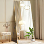 DUMOS 26"x68" Full Length Mirror with Stand, Floor Standing Aluminum Frame, Shatter-Proof Nano Glass for Bedroom, Living Room, Cloakroom – Modern Simple Home Decor,Can Be Hanging or Leaning, Gold