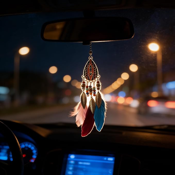 Dream Catcher for Cars,Handmade Small Rear View Mirror Hanging Decor,Boho car Accessories & Wall Ornament (Color)