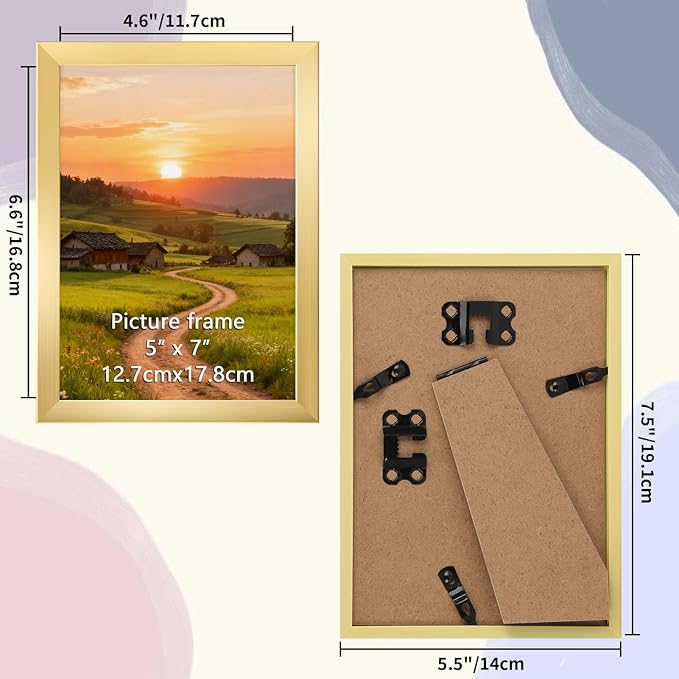 5x7 Gold Picture Frames Set of 12 for Displaying 5 x 7 Photos, Multi 5x7 Frames Collage for Wall or Tabletop, Horizontal or Vertical Display