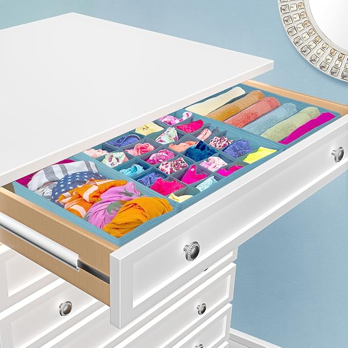 Sorbus® Set of 4 Foldable Drawer Dividers, Storage Boxes, Closet Organizers, Under Bed Organizer (Aqua)