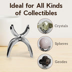 My Shelfie - Modern Silver Claw Rock Display Stand, Crystal Holder with Invertable Design, Crystal Display Holds Crystals From 2-3 Inches, Handmade Aluminum Rock Stands for Display, Small