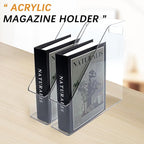 Magazine Holder, 2 Pack Acrylic Magazine File Holder,A4 Vertical File Organizer with Handle for Desk,Clear Document Rack File Folder Storage Bin