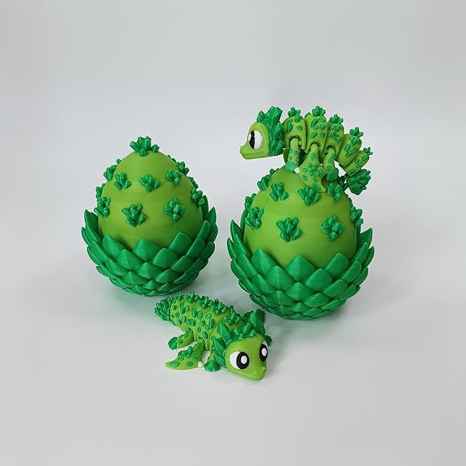 Enchanted 3D Egg with Miniature Inside - Handcrafted Printed Collectible | Fantasy Decor & Gift (Green Crystal Dragon & Egg (Box))
