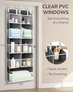 ULG Over the Door Organizer, 5-Tier Extra Large Hanging Storage with 10 Mesh Pockets, 100 lbs Capacity, Heavy Duty Door Organizer for Closet, Bedroom,Grey