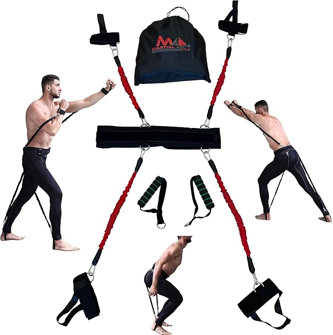 Boxing Resistance Bands for MMA Martial Arts Resistance Training at Home for Punches/Kicks, 150lbs Exercise Bands Full Body Fitness Workout to Enhance Explosive Power/Speed/Agility