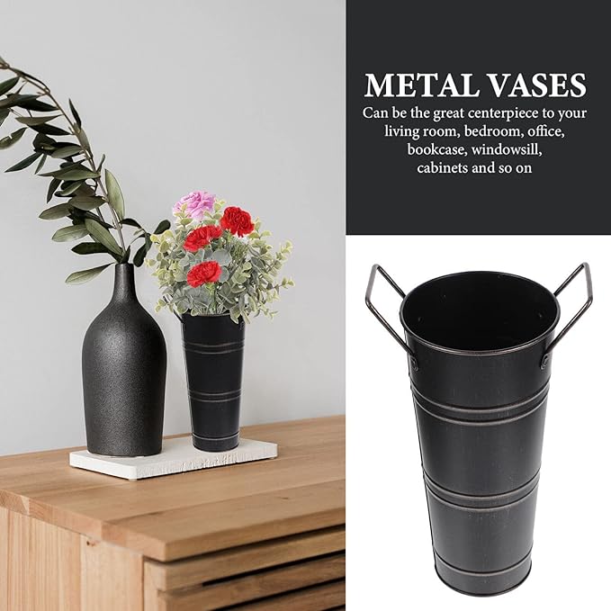 Alipis Metal Umbrella Stand Rack, Umbrella Holder Bin Basket Freestanding Cane Walking Sticks Holder, Arrangement Bucket Tall Floor Vase for Home Office Black