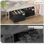 2 Pack Shoe Organizer for Closet, Large Shoe Box Storage Containers, Foldable Shoe Storage Organizer Box Bin with Adjustable Dividers and Clear Cover, Space Saving Shoes Holder, Black