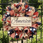 4th of July Decorations Outdoor Patriotic Wreaths for Front Door 250th Anniversary Decorations Red White and Blue American Flag Wreath (America 1)