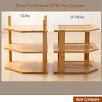 3-Tier Expandable Bamboo Corner Shelf - Dish/Plate Organizer for Cabinet, Kitchen Counter Shelf & Small Kitchen Shelf, Adjustable (6.7" H-2PC, 2-Tier)