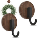 Suction Cup Wreath Hanger for Front Door, Over Door, Window Glass, Mirrors, Tiles – Decorative Hooks for Christmas/Thanksgiving/Halloween/July 4th/Easter/Valentine/Spring/Summer/Fall (2 Pack, Walnut)