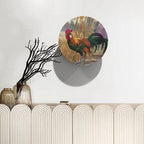 Rooster Decorative Ceramic Plates, 6 Inch, Chicken In Rice Field Round Display Plate, Handmade Ceramic Ornament, Ceramic Craft for Wall Hanging Decorative
