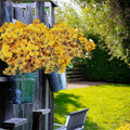 12Pcs UV Resistant Artificial Flowers Artificial Violet Outdoor Decor Realistic Faux Plants Silk Flowers No Fade for Patio Hanging Baskets Garden Pots Farmhouse Yard (Yellow)
