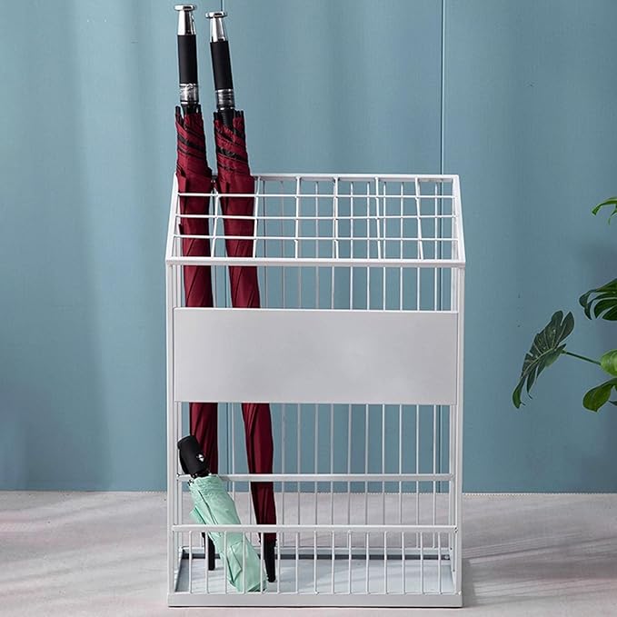 Umbrella Stand Hallway Entryway Storage Rack Umbrella Holder Large Capacity Metal Umbrella Holder Stand, Freestanding Umbrella Storage Stand with Four Non-Slip Feet, Canes Walking Sticks Swords(White,