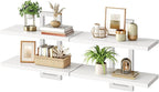 HOOBRO Floating Shelves, 15 Inch Wall Shelf Set of 2, Wall Mounted Storage Shelves 2-Tier, Hanging Bathroom Shelves, for Living Room, Bedroom, Bathroom, Kitchen, White WW32BJ01