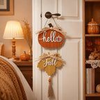 Valery Madelyn Fall Decorations for Home, Fall Wall Decor with Pumpkin and Maple Leaf, Rustic Farmhouse Fall Wreaths, Wooden Pumpkin Decor for Thanksgiving Autumn, 21 inch