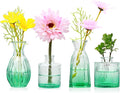 Mapoxy Glass Bud Vases Set of 4,Small Green Flower Vases for Wedding Centerpiece Table Decorations,Clear Vintage Embossed Mini Vases,Flower Arrangements in Vases for Party or Home Decor
