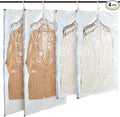 Hanging Vacuum Storage Bags – 4 Pack (2 Long, 2 Short) Hanging Vacuum Seal Bags for Clothing, Closet Organizer Space Saver for Suits, Jackets & Coats