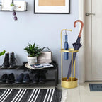 Golden Rust Proof Umbrella Holder, Entrance Drain Umbrella Bucket, Steel Circular Umbrella Holder, Umbrella Storage Rack, Suitable for use in Homes, Offices, Hotel Lobbies （Gold）