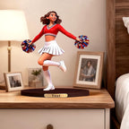 Personalized Cheerleading Team 3D Cartoon Photo Style Desktop Decoration,Cartoon Figurine From Cheerleader'S Photo,Office And Bedside Table Decoration For Fitness Dance Enthusiasts (Cheerleader cartoon)