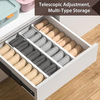 DUCOO 4 PCS Drawer Divider, 17"-22" Adjustable Bamboo Drawer Dividers Organizers, Expandable Separators for Kitchen, Clothes, Dressers, Home, Office, White