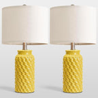 USumkky 20.5" Ceramic Table Lamps Set of 2 - Modern Farmhouse & Boho Style, Bedside Nightstand Lamps for Bedroom, Living Room End Table Lamps, Small Desk Lamp(Yellow)