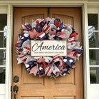 4th of July Decorations Outdoor Patriotic Wreaths for Front Door 250th Anniversary Decorations Red White and Blue American Flag Wreath (America 1)