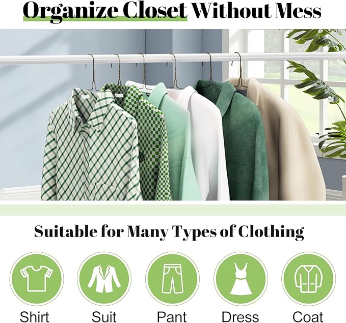 Wire Metal Clothes Hangers Bulk 100 Pack, 16 Inch 12 Gauge Standard Size, Slim Space Saving for Coat Suits Shirts Pants Skirts, Non Slip, Bronze