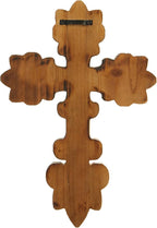 SOFE Decorative Wall Crosses for Home Decor, White Wash Wood Cross for Wall Decor, Rustic Cross to Hang on Wall, Wall Art Hand Carving Unique Pattern, Easter Religious Gifts