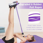 Kammoy 6-Tubes Tension Rope, Multifunction Elastic Yoga Pedal Puller Resistance Band, Natural Latex Tension Rope Fitness Equipment, for Abdomen, Waist, Arm, Leg Stretching Slimming Training