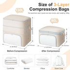 Comforter Storage Bag - 130L Blanket Storage Bags Front-opening Ultra Space Saving Self Compression Organizer, Washable Compression Bags for Storage Comforter Blanket, 1 Pack, Beige