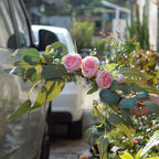 Artificial Peony Swag, Set of 2 Pink Flowers Swag Floral Swag Arrangements Decorative Wedding Arch Flowers for Wedding Arch Front Door Wall Decor