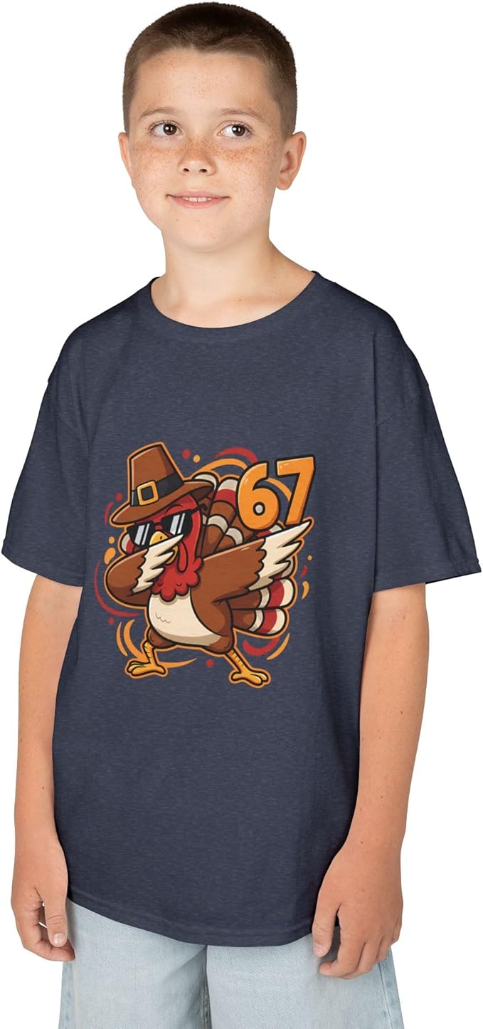 Dabbing Turkey 67 Funny Thanksgiving Pilgrim Kids Boys Girls Cool Swag Retro Fall Football Feast