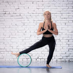 Yoga Wheel with Beginners Guide & Yoga Strap - Back Pain and Tension Relief. Comfy Roller for Stretching, Increase Flexibility. Home Exercise Kit. Ideal for Women Yogis. Improve your Posture.