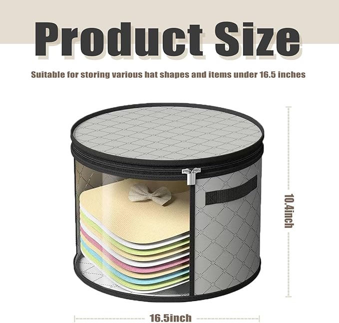 STARGAZ Hat Boxes For Women Storage - This Oversized Clear Hat Storage Bag can hold 9 hats,suitable for cowboy hats,suitable for travel and daily hat organizer for closet.(Pure Gray 1 Pack)