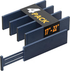 SpaceAid Bamboo 4 Pack Dresser Drawer Dividers, 4.65“ High Adjustable 17“-22” Drawer Organizers, Expandable Organization for Clothing, Clothes, Dressers, Navy Blue