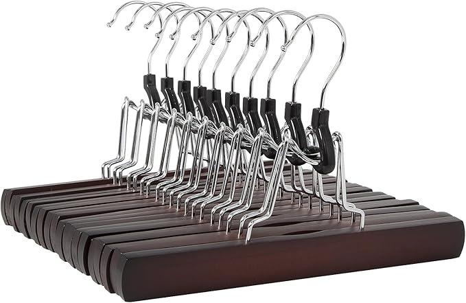 Amazon Basics Wooden Pants Hangers - Cherry, (Pack of 60)