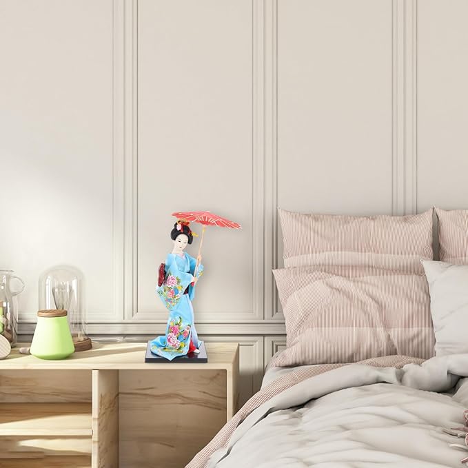 IMIKEYA Japanese Geisha Kimono Doll Collectible Figurines Traditional Craft Desktop Ornaments for Home Restaurant Table Decors