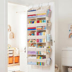 Ofiray-home Over the Door Organizer 5 Tiers,Extra Large Behind Door Storage of 10 Compartments,80 lbs Weight Capacity Over the Door Storage, Door Hanging Organizer for Closet, Diaper Organizer, Beige