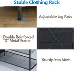 Auromie Clothes Rack with 5 Drawers & 4 Storage Shelves, 59.1W*70.9H Heavy Duty Clothing Rack with 2 Hanging Rods, Wardrobe Closet Organizer System with 5 Hooks, Freestanding Garment Rack (Rustic)