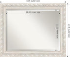 Amanti Art White Wall Mirror 28x34 Opera Off White Rectangle Bathroom Mirror for Wall Decor Living Room, Large Traditional Wood Frame, Hangs Horizonally and Vertically, Bathroom Decor, Beveled Edge