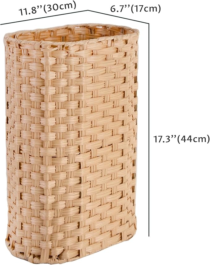 PEMAR Wicker Umbrella Holder, Hand Woven Umbrella Stand Basket Decorative Cane Holder Rack for Home, Entryway Multipurpose Narrow Tall Basket (Natural)