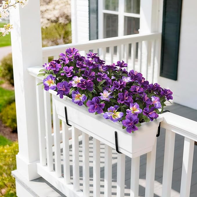 Artificial Fake Flowers for Outdoor, 8 Bundles Faux Plants Silk Flowers Spring Decoration UV Resistant No Fade Plastic Flowers for Outside Planters Home Porch Patio Yard Garden Decor