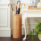 WXYZ Hand-Woven Bamboo and Rattan Umbrella Stand, Multifunctional Umbrella Basket for Home Hotel and Office Umbrella Bucket, 59x24.5cm