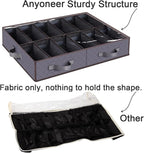 Under Bed Shoe Storage Organizer, Set of 2, Sturdy Structure, Adjustable Dividers, Reinforced Handle, Sturdy Zipper, Underbed Storage Solution with Clear Window, Breathable, Gray