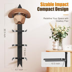 Cowboy Hat Rack, Cowboy Hat Holder Wall Mount Holds up to 4 Hats, Wooden Western Rustic Metal Cow boy Hat Hanger with Arrow Sign Board, Hat Rack for Western Hats, Fedora, Sun Hats (Black-1 Pack)