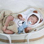 KSBD Realistic Reborn Baby Doll - 20 Inch Lifelike Reborn Baby Boy with Rooted Hair in Bear Onesie, Handmade Gift for Kids and Collectors