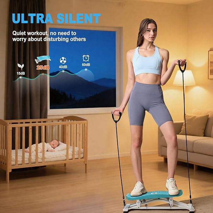 HOTSWEAT Balance Board, Portable Balance Trainer with 300 LBS Weight Capacity, Slide Stepper Stimulated Ski with Resistance Bands, Ski Balancing Machine for Full Body Workout